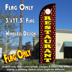 Restaurant (Maroon) Windless Polyknit Feather Flag (3 x 11.5 feet)