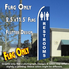 RESTROOMS (Blue) Flutter Feather Banner Flag (11.5 x 2.5 Feet)