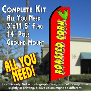 ROASTED CORN (Red) Flutter Feather Banner Flag Kit (Flag, Pole, & Ground Mt)