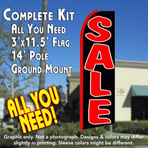 SALE (Black/Red) Flutter Feather Banner Flag Kit (Flag, Pole, & Ground Mt)