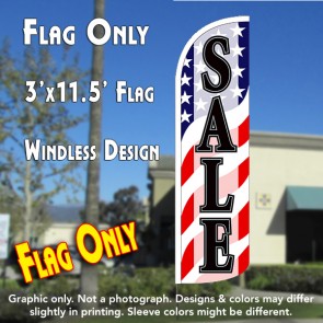 Sale (Patriotic Waves) Windless Polyknit Feather Flag (3 x 11.5 feet)