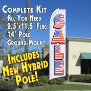 Sale (Old Glory)  Feather Banner Flag Kit (Flag, Pole, & Ground Mt)