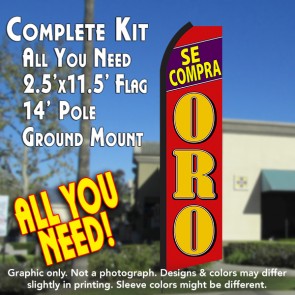 SE COMPRA ORO (Red/Yellow) Flutter Feather Banner Flag Kit (Flag, Pole, & Ground Mt)