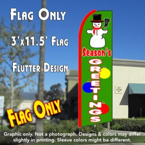 SEASON'S GREETINGS (Green) Flutter Feather Banner Flag (11.5 x 3 Feet)