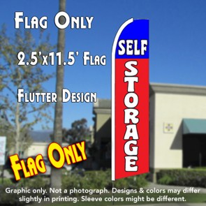 SELF STORAGE (Blue/Red) 2.5 Flutter Feather Banner Flag (11.5 x 2.5 Feet)