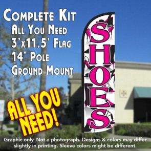 Shoes (Pink) Windless Feather Banner Flag Kit (Flag, Pole, & Ground Mt)