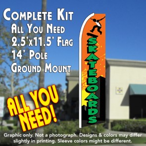 Skateboards Flutter Feather Banner Flag Kit (Flag, Pole, & Ground Mt)