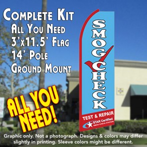 SMOG CHECK TEST & REPAIR (Star Certified) Flutter Feather Banner Flag Kit (Flag, Pole, & Ground Mt)