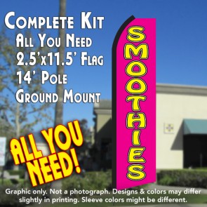 SMOOTHIES (Pink/Yellow) Flutter Feather Banner Flag Kit (Flag, Pole, & Ground Mt)