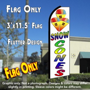 SNOW CONES Flutter Feather Banner Flag (11.5 x 3 Feet)