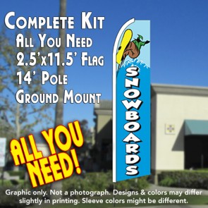 Snowboards Flutter Feather Banner Flag Kit (Flag, Pole, & Ground Mt)