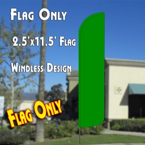 Solid GREEN Windless Polyknit Feather Flag (2.5 x 11.5 feet)