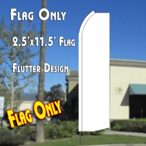 Solid WHITE Flutter Feather Banner Flag (11.5 x 2.5 Feet)