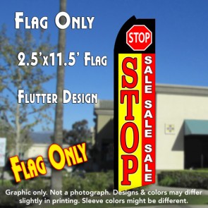 STOP SALE (Yellow/Red) Flutter Polyknit Feather Flag (11.5 x 2.5 feet)