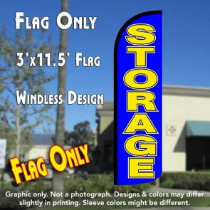 Storage (Blue/Yellow) Windless Polyknit Feather Flag (3 x 11.5 feet)