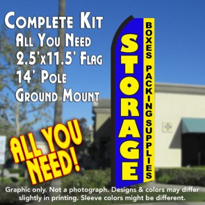STORAGE Boxes Packing Supplies (Blue/Yellow) Flutter Feather Banner Flag Kit (Flag, Pole, & Ground Mt)