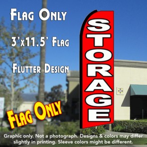 STORAGE (Red/White) Flutter Feather Banner Flag (11.5 x 3 Feet)