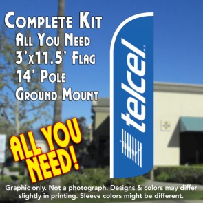 TelCel Windless Feather Banner Flag Kit (Flag, Pole, & Ground Mt)