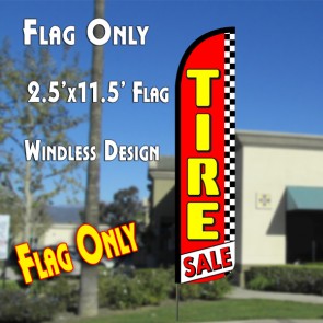 TIRE SALE (Red/Checkered) Windless Polyknit Feather Flag (2.5 x 11.5 feet)
