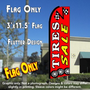 TIRES SALE (Red) Flutter Feather Banner Flag (11.5 x 3 Feet)