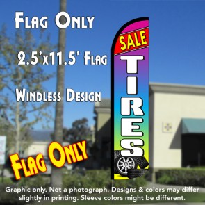 Tires Sale (Red/Multicolor) Windless Polyknit Feather Flag (2.5 x 11.5 feet)