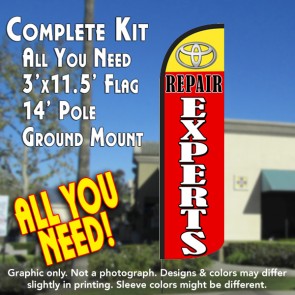 Toyota Repair Experts Windless Feather Banner Flag Kit (Flag, Pole, & Ground Mt)