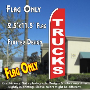 TRUCKS (Red) Flutter Feather Banner Flag (11.5 x 2.5 Feet)