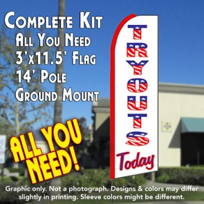 TRYOUTS TODAY (White) Flutter Feather Banner Flag Kit (Flag, Pole, & Ground Mt)