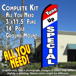 TUNE UP SPECIAL (Tri-color) Flutter Feather Banner Flag Kit (Flag, Pole, & Ground Mt)
