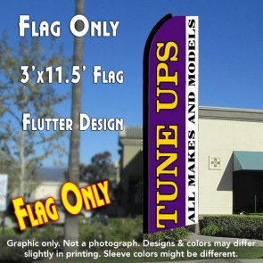 TUNE UPS All Makes and Models (Purple/White) Flutter Feather Banner Flag (11.5 x 3 Feet)