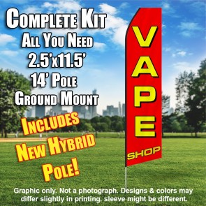 VAPE SHOP (Red/Yellow) Econo Feather Banner Flag Kit (Flag, Pole, & Ground Mt)