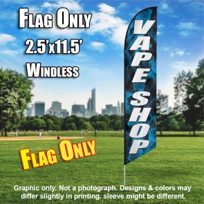 VAPE SHOP black / white blue smoke  Flutter Feather Banner Flag Only