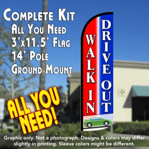 Walk In Drive Out Windless Feather Banner Flag Kit (Flag, Pole, & Ground Mt)
