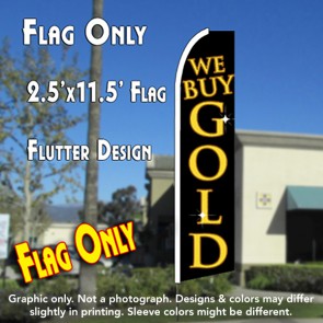 WE BUY GOLD (Black/Yellow) Flutter Feather Banner Flag (11.5 x 2.5 Feet)
