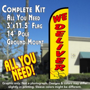 We Deliver Windless Feather Banner Flag Kit (Flag, Pole, & Ground Mt)