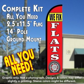 WE FIX FLATS Windless Feather Banner Flag Kit (Flag, Pole, & Ground Mt)