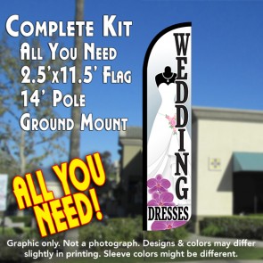 WEDDING DRESSES Windless Feather Banner Flag Kit (Flag, Pole, & Ground Mt)