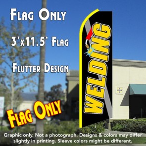 WELDING (Black) Flutter Feather Banner Flag (11.5 x 3 Feet)