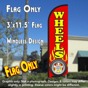 Wheels (Red) Windless Polyknit Feather Flag (3 x 11.5 feet)