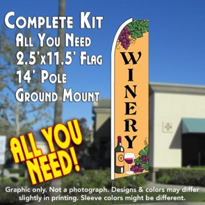 WINERY (Tan) Flutter Feather Banner Flag Kit (Flag, Pole, & Ground Mt)