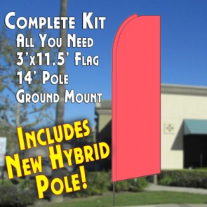 Solid NEON PINK Flutter Feather Banner Flag Kit (Flag, Pole, & Ground Mt) 