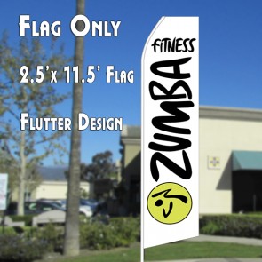 ZUMBA FITNESS Feather Banner Flag White and Black
