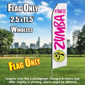 ZUMBA FITNESS White and hot Pink Flutter Feather Flag Only 