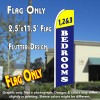 1, 2 & 3 BEDROOMS (Yellow/Blue) Flutter Feather Banner Flag (11.5 x 2.5 Feet)