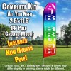 Air Brush (Rainbow Colored/White) Flutter Feather Flag Kit (Flag, Pole, & Ground Mt)