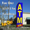 ATM HERE (Blue/Yellow) Flutter Polyknit Feather Flag (11.5 x 2.5 feet)