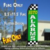 AUTO ALARMS (Green/Checkered) Flutter Polyknit Feather Flag (11.5 x 2.5 feet)