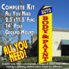 AUTO BODY & PAINT (Blue/Yellow) Flutter Feather Banner Flag Kit (Flag, Pole, & Ground Mt)
