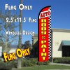 AUTO BODY & PAINT (Red/Checkered) Windless Polyknit Feather Flag (2.5 x 11.5 feet)