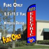 AUTO ELECTRIC (Blue/Red) Windless Polyknit Feather Flag (2.5 x 11.5 feet)